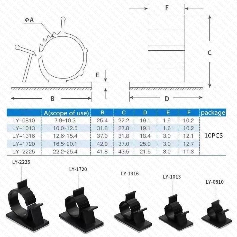 Cable Organizer Self Adhesive Cable Clips Table Cable Management Clamp Adjustable Cord Holder For Car PC TV Charging Wire Winder