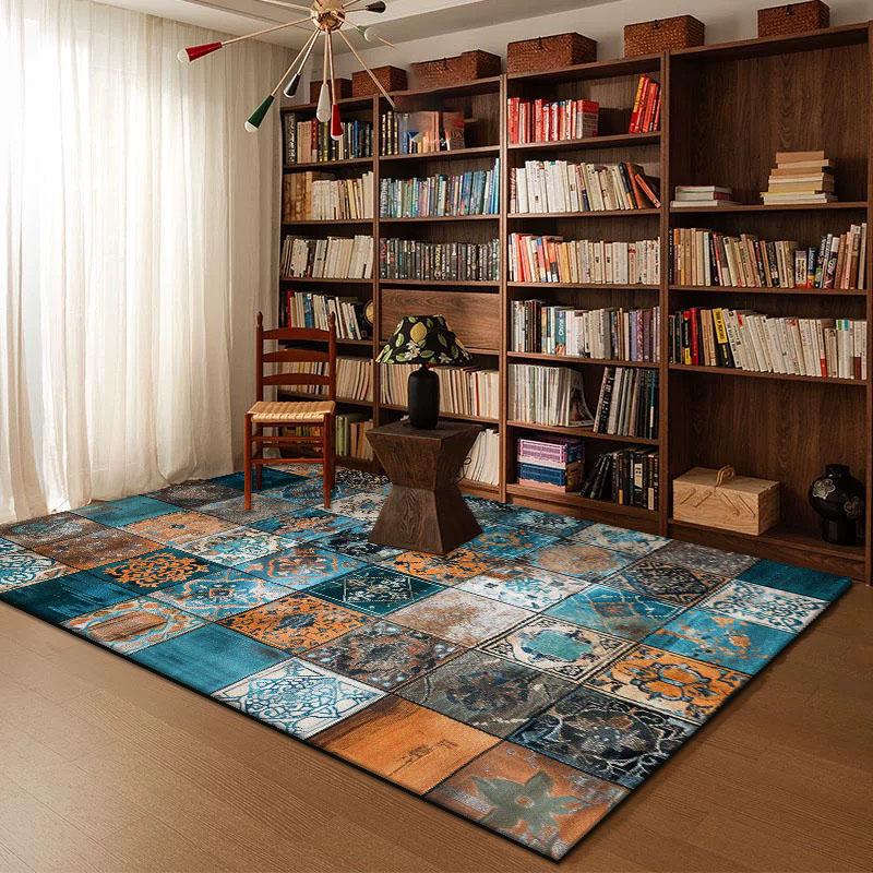 Geometrischer abstrakter Teppich für Wohnzimmerdekor Arbeitszimmer zu Hause Große Flächenteppiche Schlafzimmer Bettseite Waschbar Rutschfest Weiche Bodenmatte