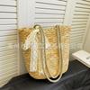 Elegant Ladies Straw Woven Handbag Women Holiday Beach Commute Casual Tote Top-Handle Bags Fashion Retro Shoulder Bags 2025