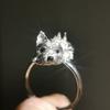 Adjustable Open Band Dog Ring for Women Cute Dog Head Design Animal Jewelry Accessory Lightweight Durable Metal Material
