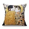 Gold Yellow Lovely Cat Kitten Oil Painting Modern Art Home Decoration Sofa Throw Pillow Case Cotton Linen Square Cushion Cover