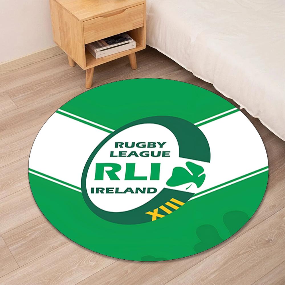 Ireland Rugby Printed Round Rug Carpet Chair Rug Area Rug Entryway Doormats,for Office Chair Living Room Bedroom Kitchen Room.