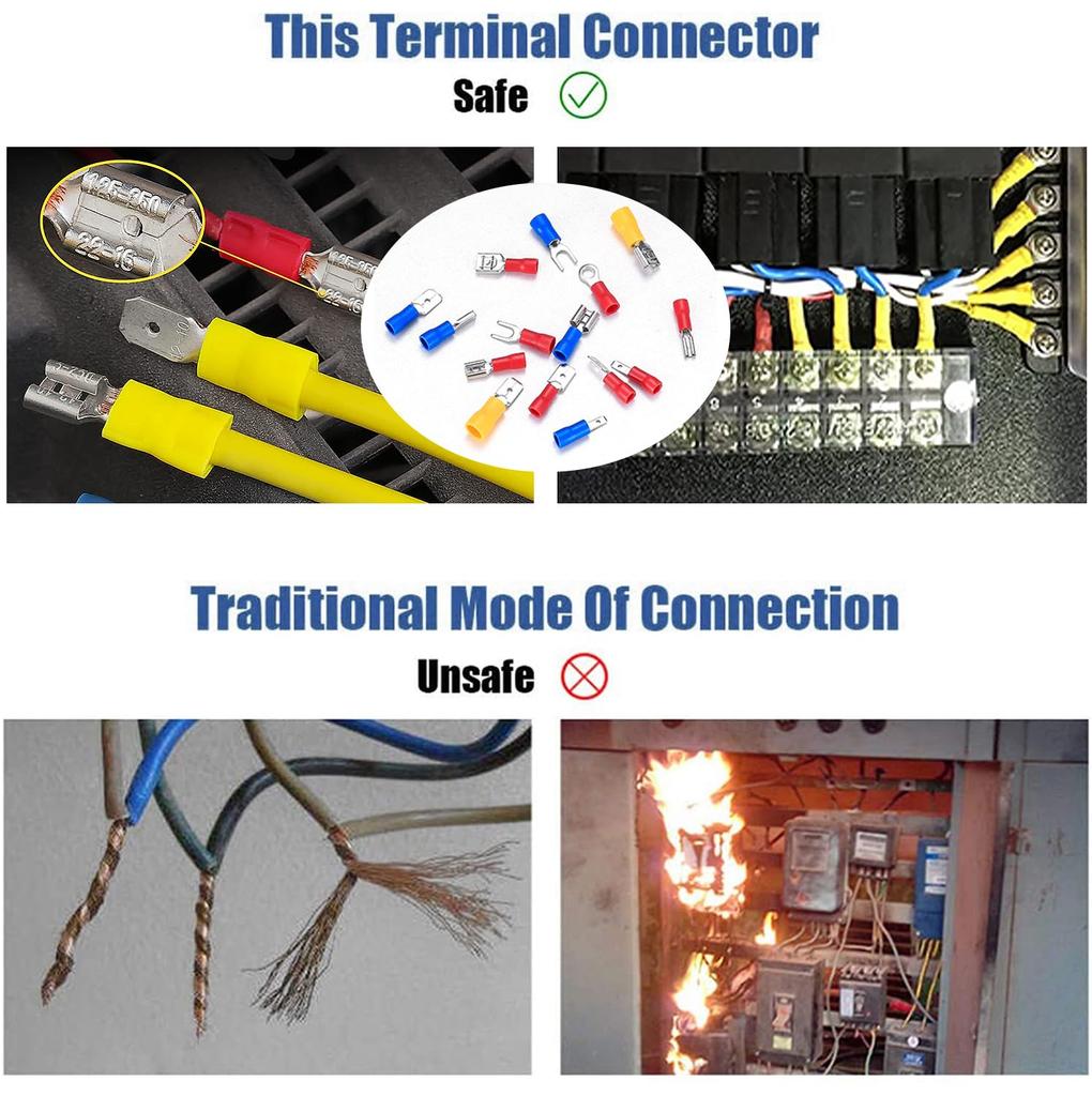 280/300PCS Cold Pressed Terminals OT/UT Circular Fork Shaped Shovel Shaped Wiring Terminals Automotive Wire Connector Kit