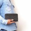 Coach Double Zip Wallet Coated Canvas Leather Card Holder , Wallet Small Men's Black (Unisex) Wallets 67626 N3A