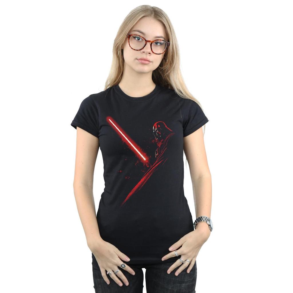 Star Wars Womens/Ladies Darth Vader Lightsaber Cotton T-Shirt