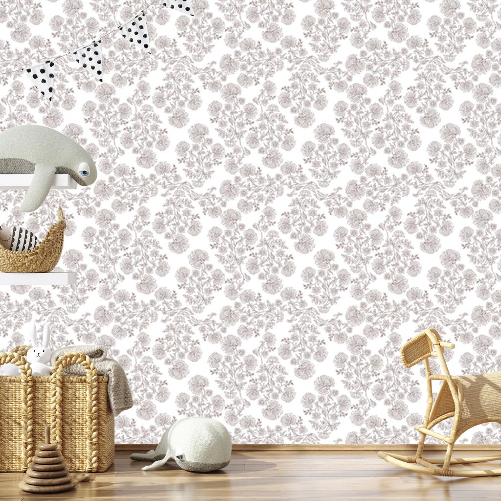 Light Gray Flowers Wallpaper for Living Room and Bedroom 50x1000