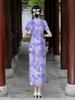 2024 Spring/Summer Elegant Retro Double-Layer Silk & Linen Short-Sleeve Cheongsam Dress