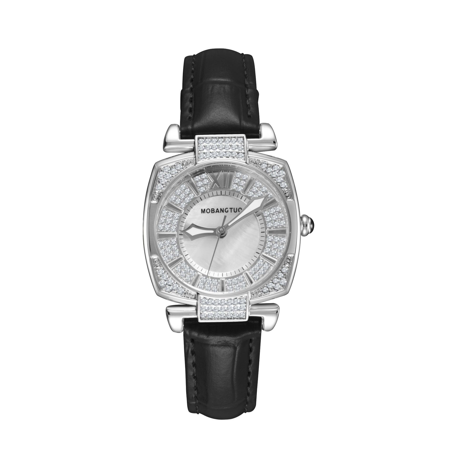 

Diamond-Encrusted Women S Watch Premium Gypsy Inner Round Outer Belt Waterproof Quartz Watch чорний