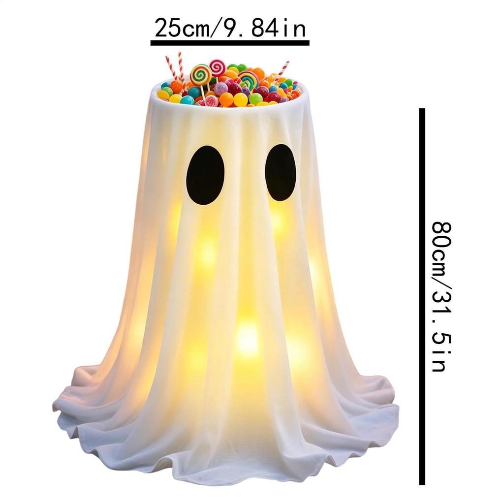 Ghost Halloween Decorations Outdoor 8 Modes LED Lights Standing Candy Bowl Standing Ghosts Halloween Candy Holder For Outdoor