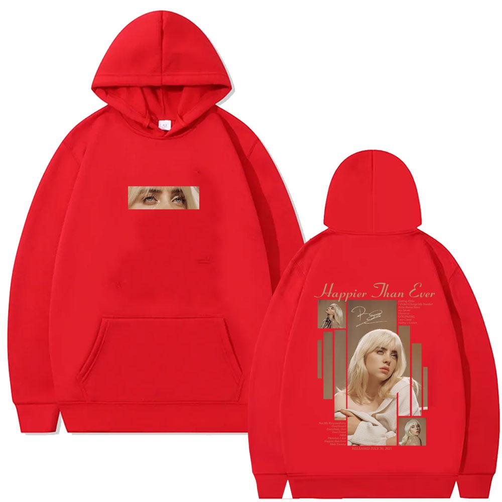 Happier Than Ever Hoodie Men Women Fashion Pop Music Pullover Hoodies Man Vintage Hip Hop Oversized Fleece Cotton Tracksuit