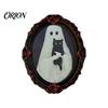 Spooky Pumpkin Wall Decals Halloween Dark Style Refrigerator Magnet, Retro Gothic Oval Photo Magnets Frame Decorative Magnetic Sticker for Metal