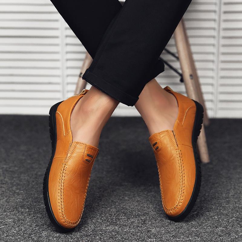Plus Size Spring and Autumn Soft Bottom Leather Shoes Men's Leather Breathable Men's Business Casual Shoes Lazy Driving Gommino