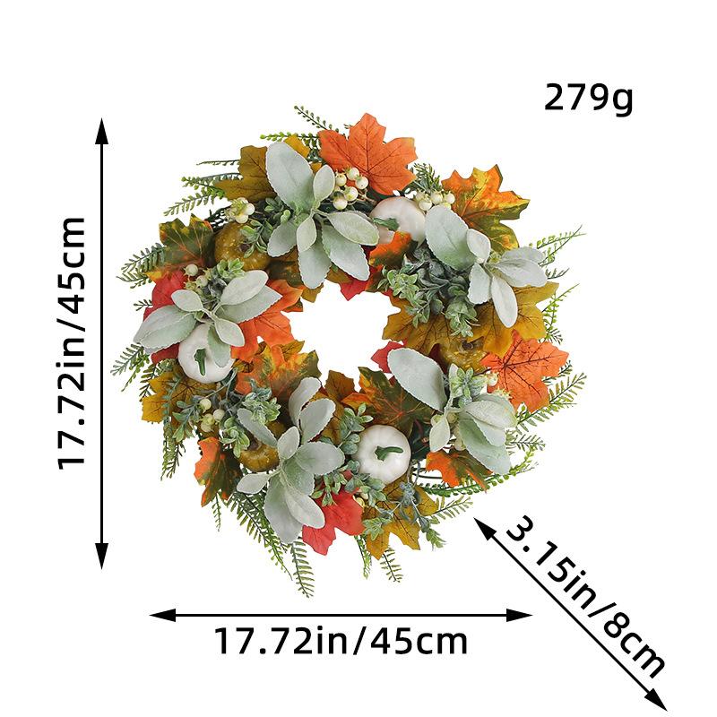 

45cm Harvest festival decor wreath, pumpkin maple leaves decor wreath, Autumn decor garland, front door garland, door hanging 45cm