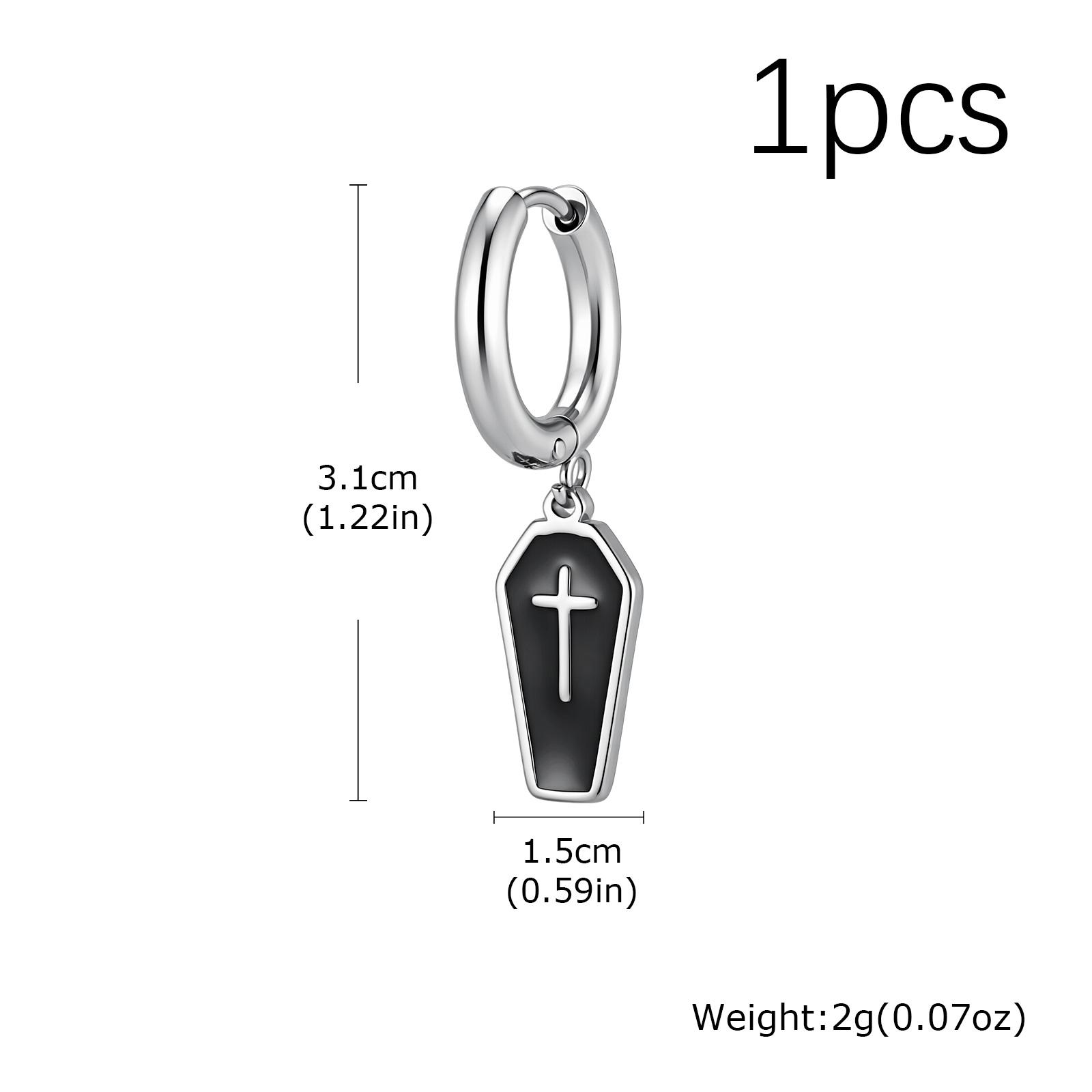 Gothic Coffin Cross Dangle Earrings for Men, Waterproof Stainless Steel Punk Earrings, Unique Fashion Piercing Jewelry Gift