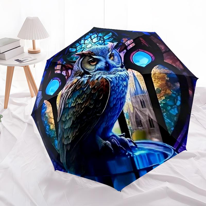 Magic Owl Wizard Umbrella Automatic Open/close, Sturdy Iron Frame & 8-Rib Structure, Umbrella for Women & Men, Christmas Gift
