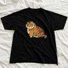 Unisex Casual Loose T‑Shirt Navy Short Sleeve Top Cute Oriental Tiger Embroidery Kawaii Animal Soft Grunge Daily Wear Tees