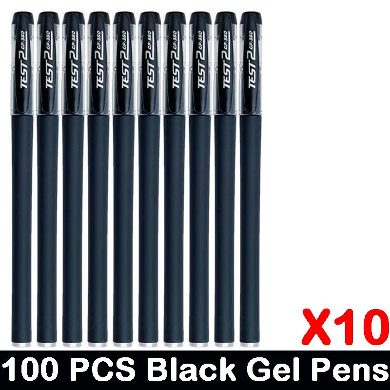 10/100 PCS Roise Retractable Gel Pens Set Black/Red/Blue Ink Ballpoint for Writing Refills Office School Supplies Stationery