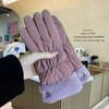 Warm Heart Embroidery Gloves Thicken Winter Plush Gloves Fashion   Cycling