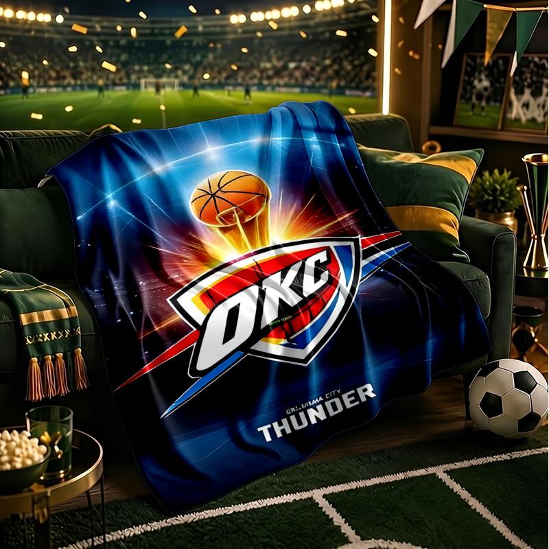 Thunder OKC Basketball Blanket Lightweight Flannel Bedding Blanket Perfect for Travel, Camping, Living Rooms, Offices, Sofas, Fan Christmas Gift