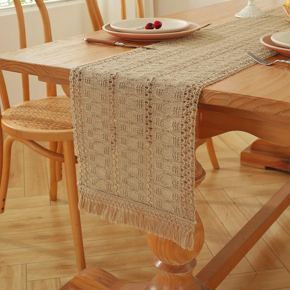 

Braided Table Cloth Ramie Dining Table Decoration Exquisite Boho Table Runner Holiday 30*183cm-Style A