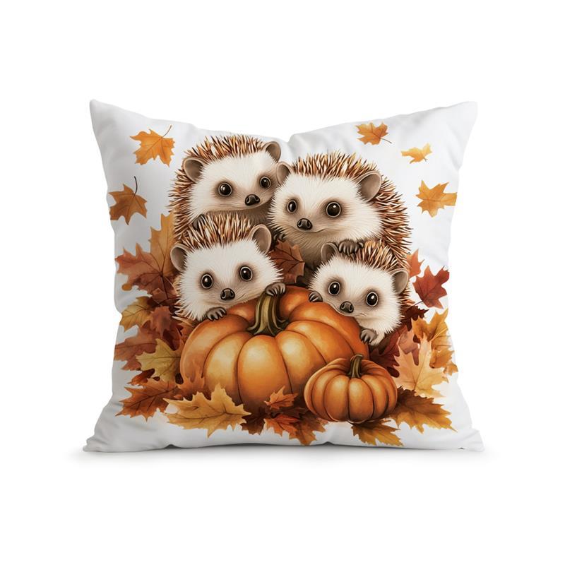 

Home Decor Autumn Animals and Pumpkins Pillow Covers Pattern Cushion Cover Suitable for Sofa Bedroom Car Pillow Cover 40x40cm 16x16in