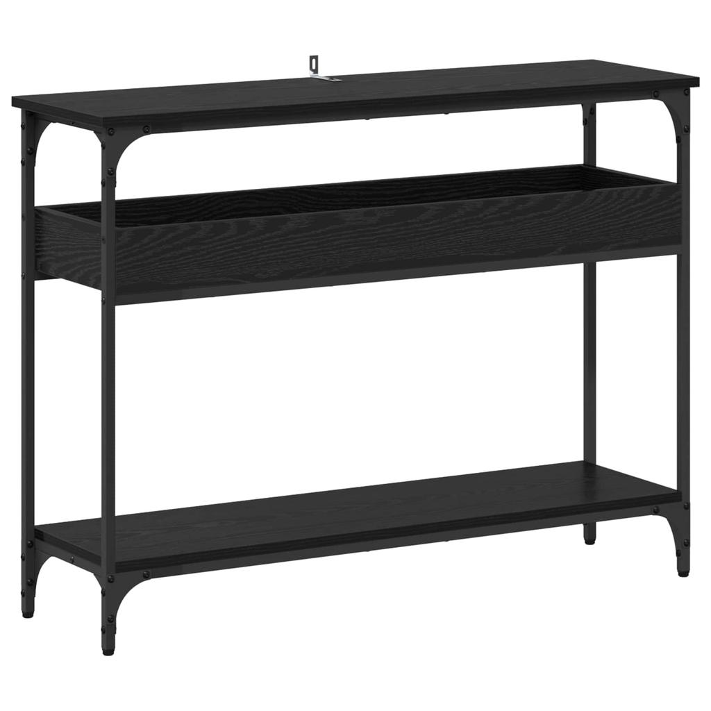 Console Table with Shelf Black Oak Effect 100 X 29 X 75 Cm