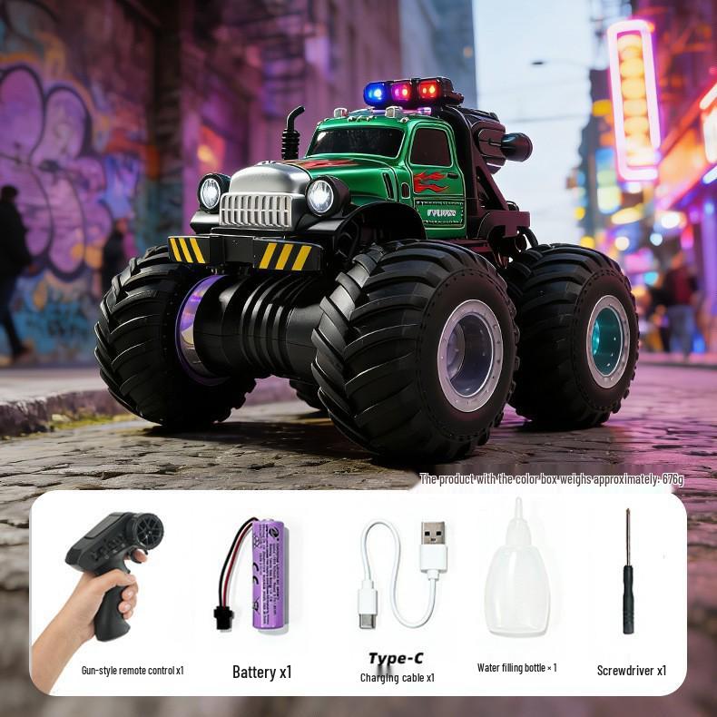 Cross-Country Big Foot RC Off-road Stunt Car with Spray Lights & Gear Shifting - Drop-Resistant Children's Toy