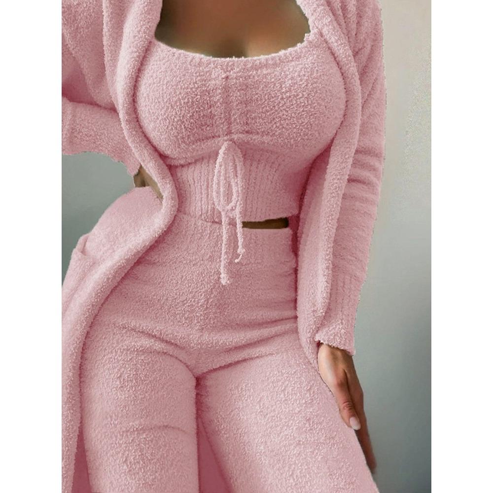 GMXIA Autumn and Winter Women's Slimming Three-piece Set, A Trendy Casual Solid-color Long-sleeved Suit for Women