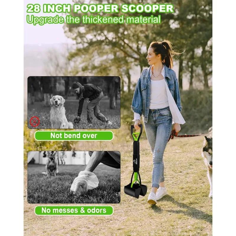 45CM Foldable Long Handle Dog Pooper Scooper, Sanitary Pet Waste Picker for Outdoor Clean Up