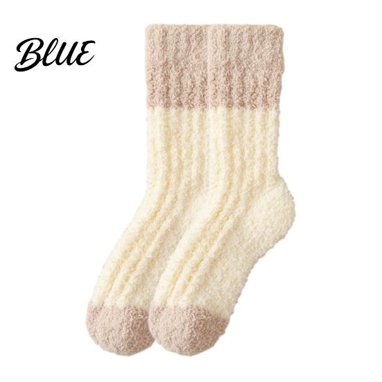 Non Shedding Velvet Socks Thickened Long Plush for Women Warm Coral Fleece Socks Comfortable House Winter Thermal Sleep Anti-static Contrast