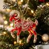 Decorative Goat Figurine Acrylic Christmas Tree Pendant, Hanging Ornament with Collectible Holiday Ornaments Rhinestone, Golden Cord for New