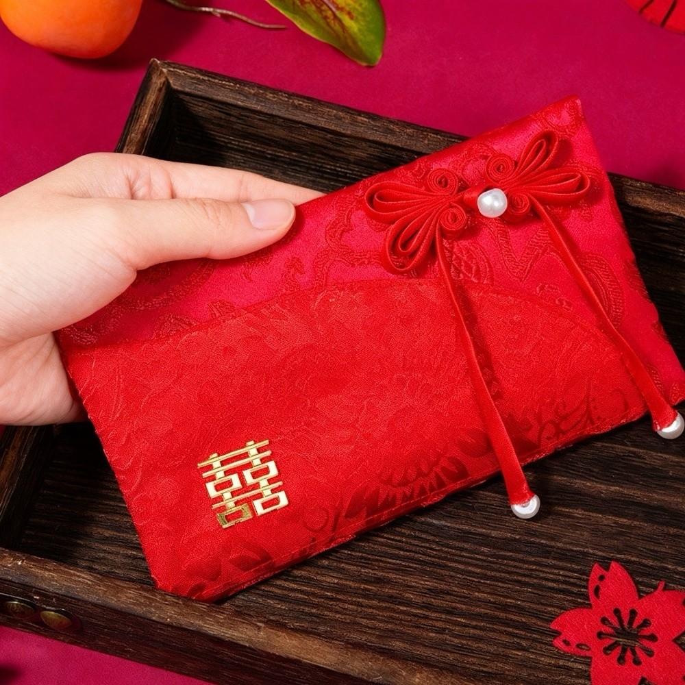 Embroidery Wedding Hongbao Blessing Words Red Pockets Brocade Red Envelop Spring Festival