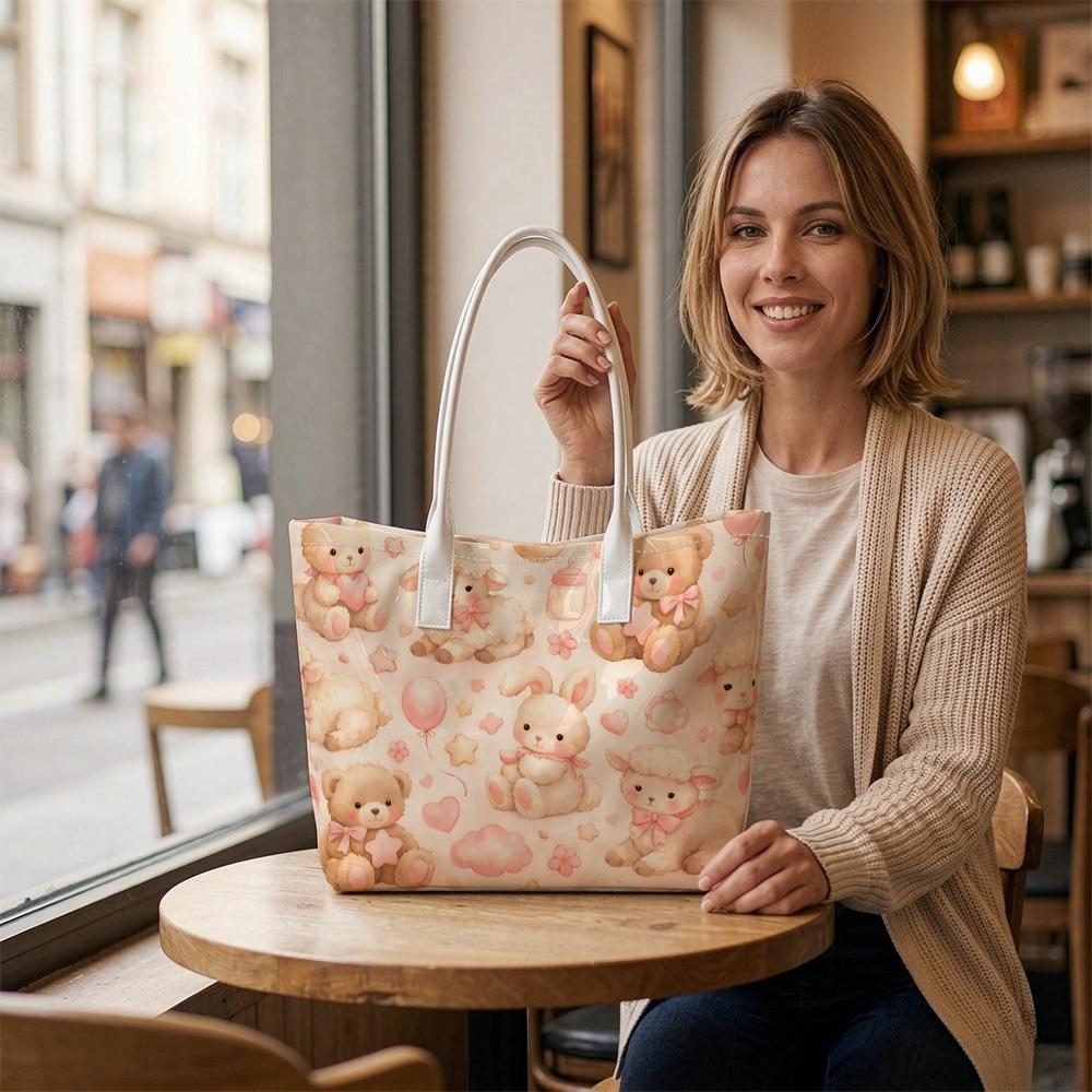 Cute Animal Print Casual Tote Bag Fashion Large Capacity Daily Shoulder Handbag