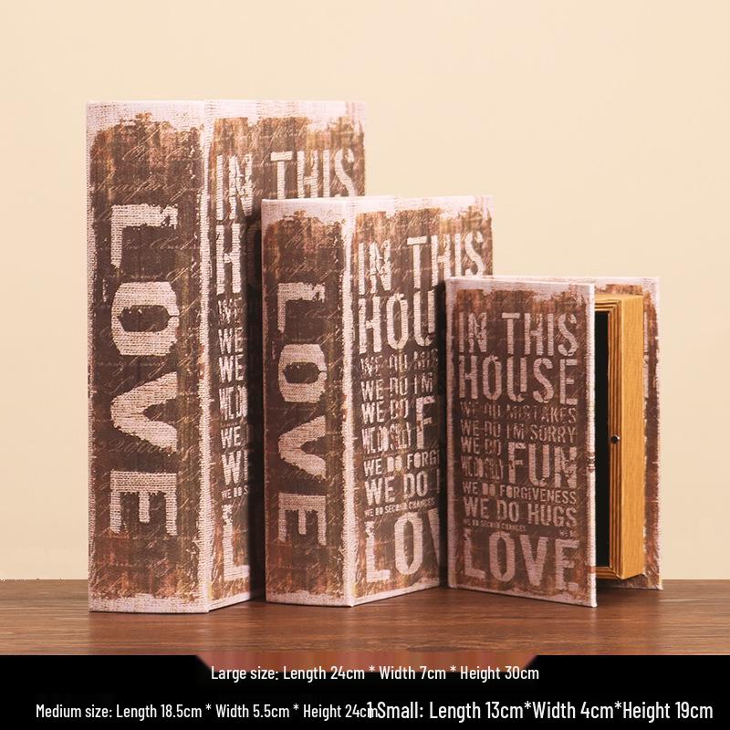 Scaffale per Libri in Legno Retrò Europeo: Ornamenti Vintage e Scatola Decorativa per Libreria