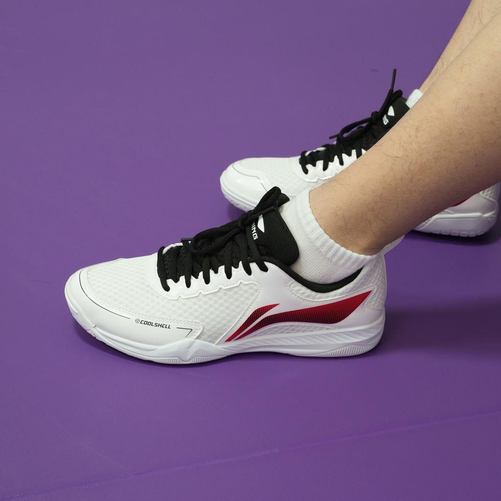 Li Ning Comfortable Simple Shock Absorbing Wear Resistant Breathable Non Slip Low Top Training Shoes Unisex Sneakers White Black Red APTU005-3