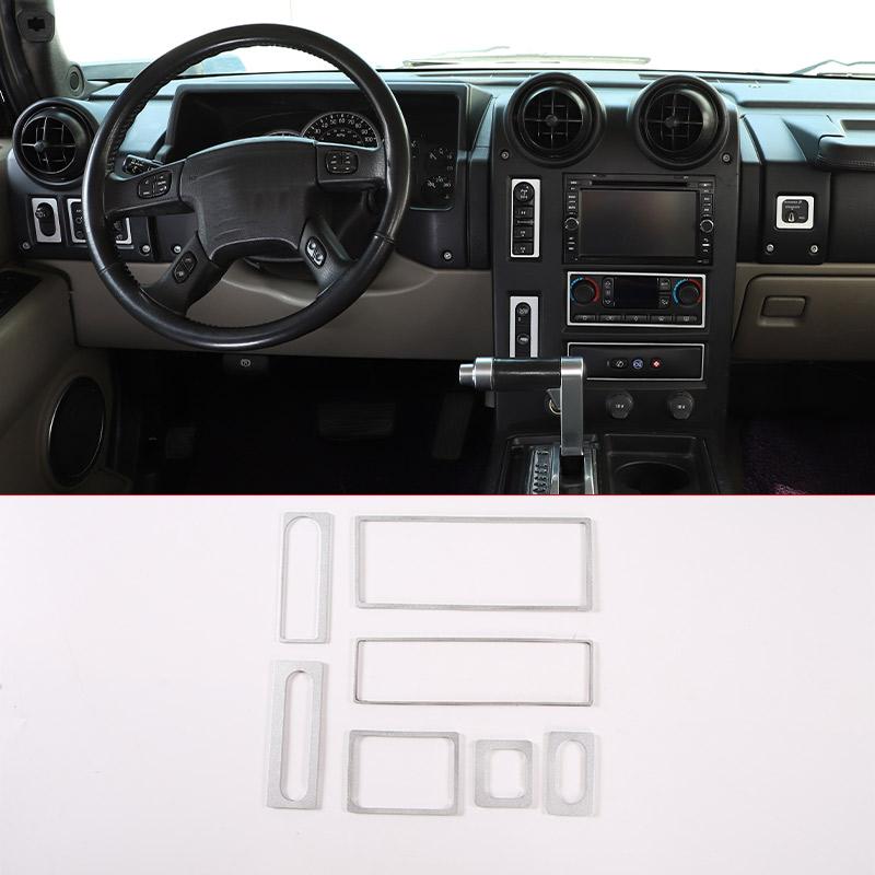 

Aluminum Alloy Silver/Red For Hummer H2 2003-2007 Car Center Control Button Decorative Frame Sticker Car Interior Accessories серебряный