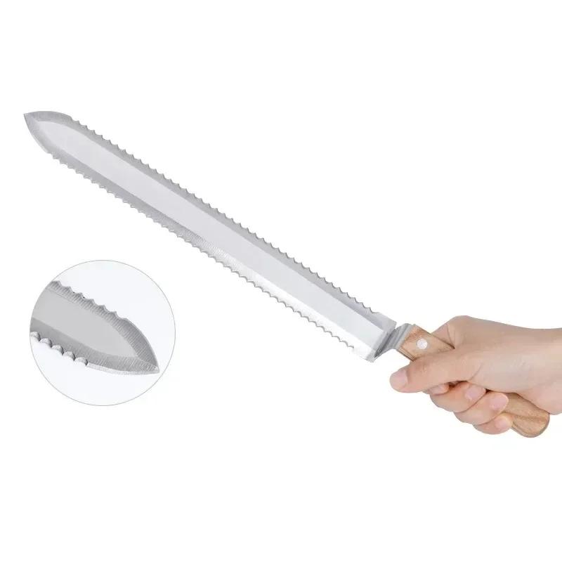 Coltello da Taglio Miele con Manico in Legno Lama in Acciaio Inossidabile Strumento per Apicoltura Bocca Piatta Bordi Singoli e Doppi Denti tra Cui Scegliere