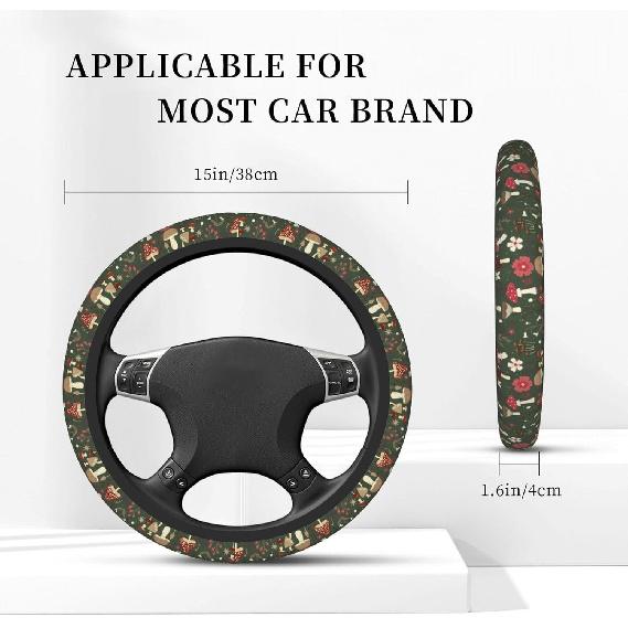Steering Wheel Cover for Men Women Universal Car Accessories 15 Inch Mushrooms