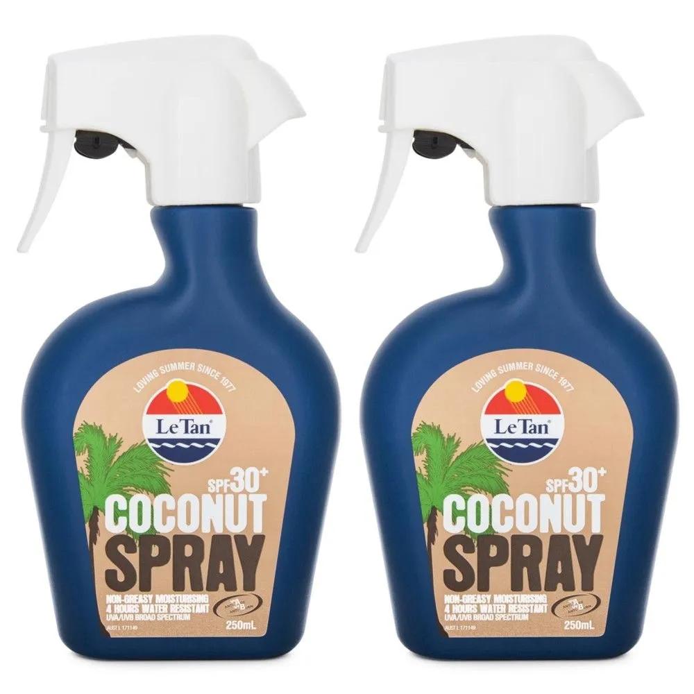 Le Tan Coconut SPF30+ Waterproof Sunscreen Spray 250ml 2-Pack