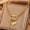 Vintage Multi Accent Pendant Necklace Adjustable Stainless Steel Chain Lightweight Versatile Jewelry For Women