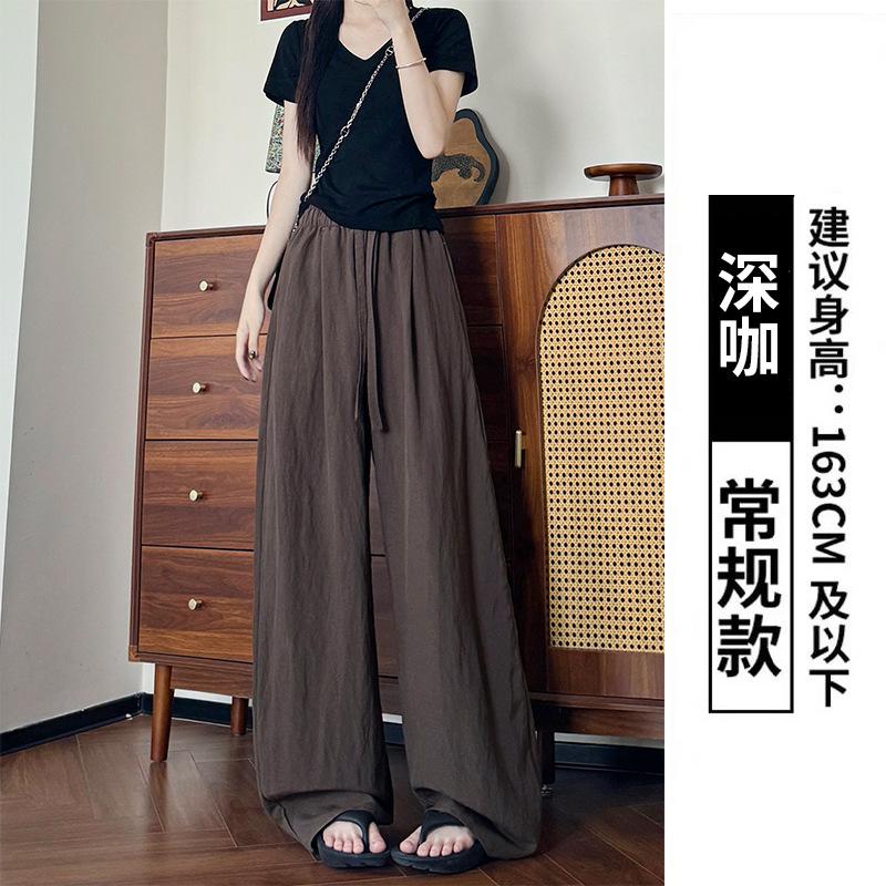 All-inclusive edge washed Tencel linen trousers women's summer thin drape lazy wide-leg trousers casual and thin scimitar trousers