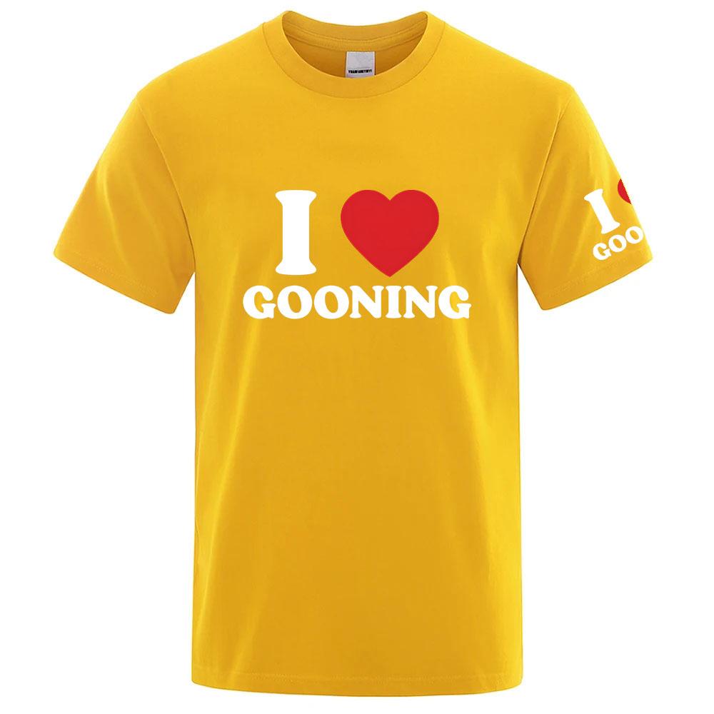 Summer 2025 I Love Gooning Logo Print Unisexs New Pure Cotton Casual Breathable High Street Lightweight Ice Silk Tshirt