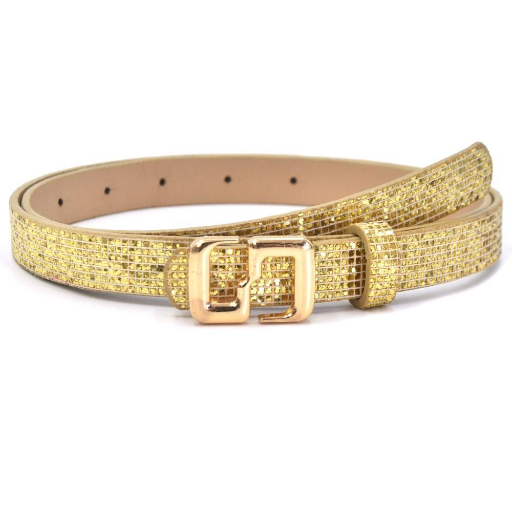 Bling Bling PU Leather Belt Glitter Trendy Waistband Women Fashion Waist Strap