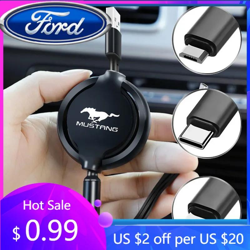 New 2026 Car Sticker 2025 Hot 3 In1 Charging Cable Multi Usb Port Multiple Cord Type C Micro Charger Mobile Phone Wire For Ford