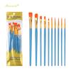 10-Piece Plastic Handle Oil Paint Brush Set for Students