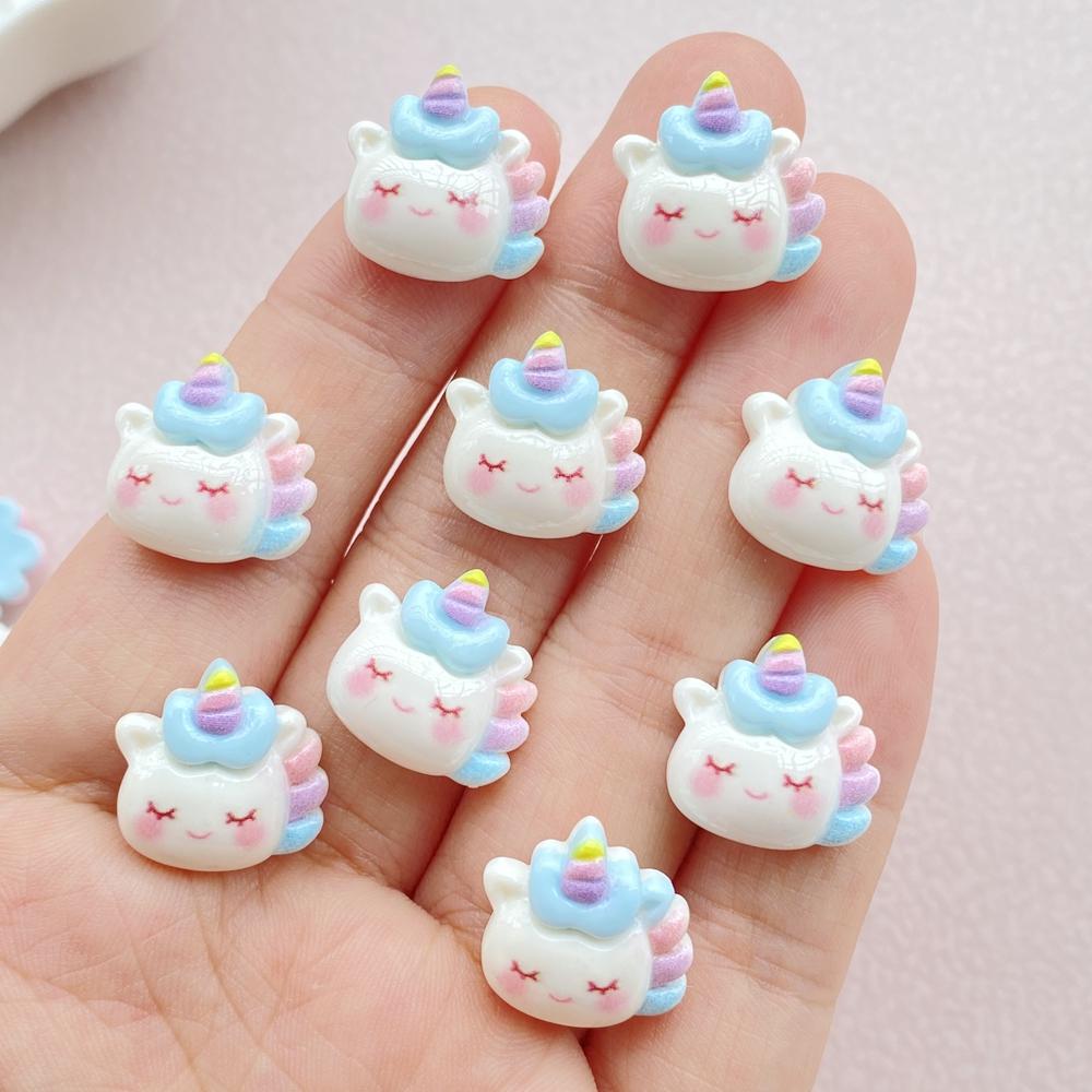 20Pcs New Resin Mini Cartoon Unicorn Series Flat Back Cabochons Scrapbooking DIY Jewelry Craft Decoration Accessories