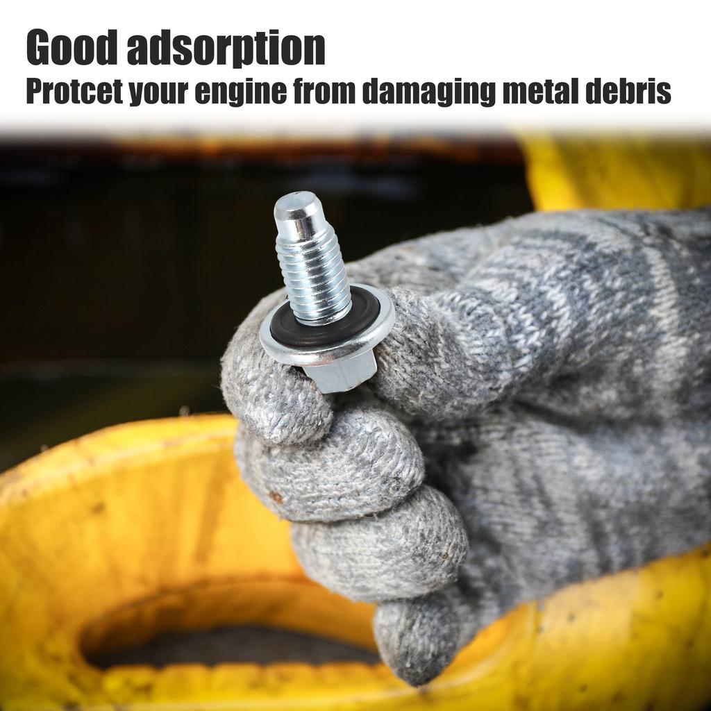 X Autohaux M12 x 1.75 Engine Oil Drain Plug Screw with Steel Seal Ring Replacement for Buick 1/2/4Pcs Oil Drain Plugs 3