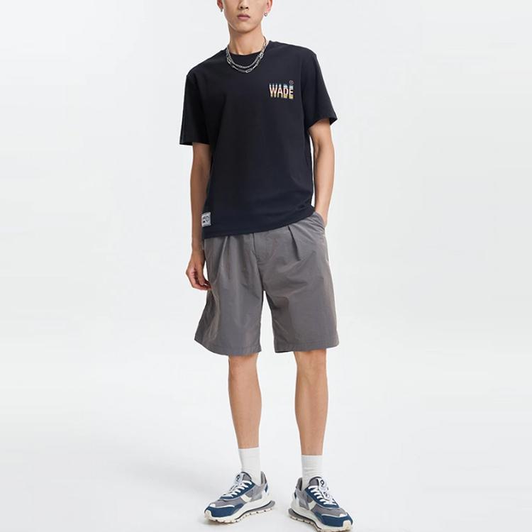 Li Ning Wade Series Layered Print Round Neck Sports T-Shirt Men Tops Black AHSR487-1