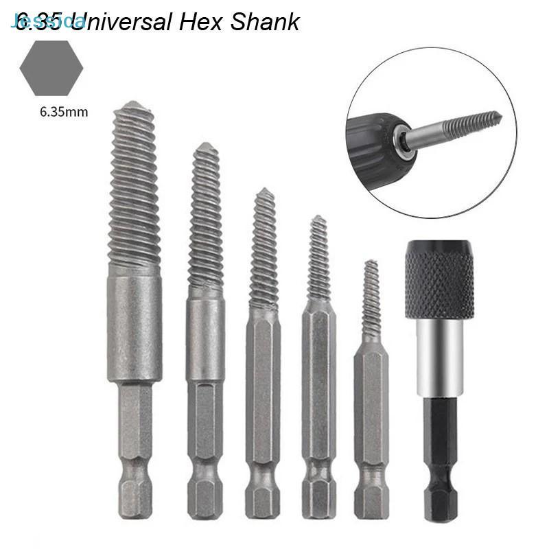 5-Piece Damaged Screw Extractor Set | 6.35mm Hex Shank Bolt Remover Kit for Broken Fasteners (with Adapter)