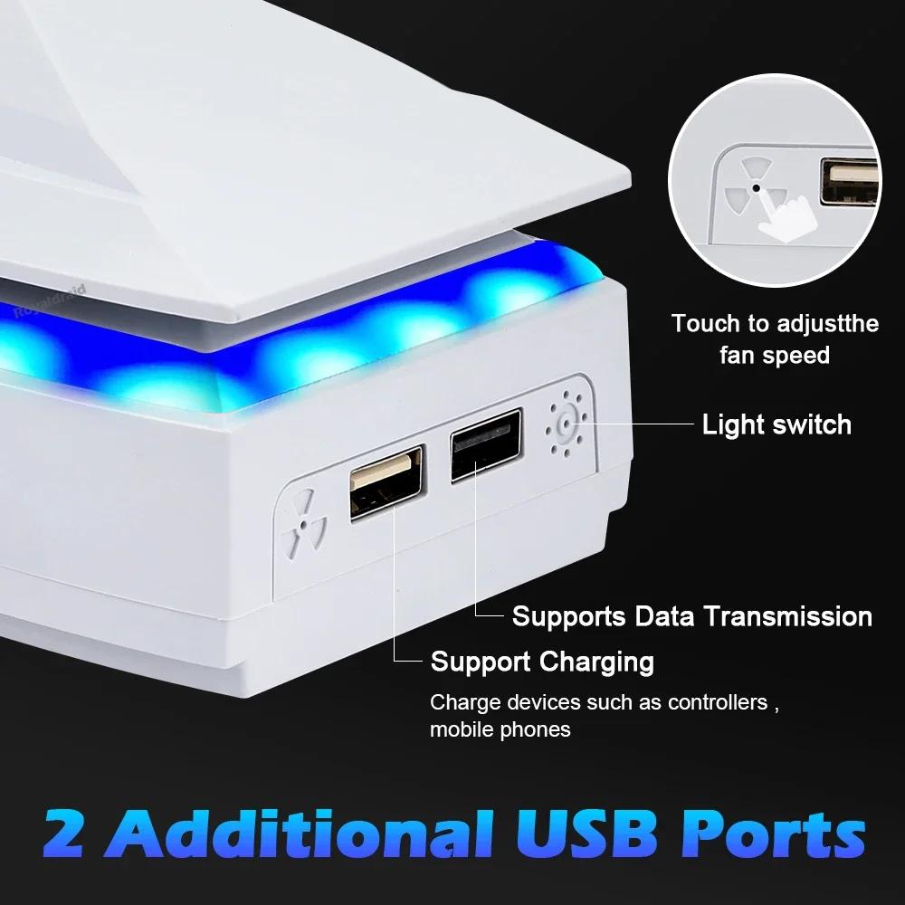 Ventola di Raffreddamento Superiore per PS5 Slim con Luce LED RGB Radiatore Host di Gioco Ventola di Raffreddamento Superiore Antipolvere per Console PS5 Slim
